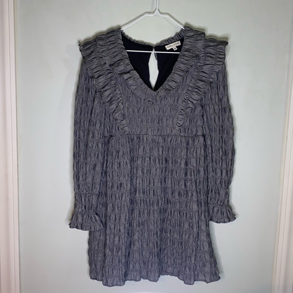 Anthropologie Moon River Lila Ruffle Pewter Empire Waist Peasant Mini Dress XS - Picture 3 of 15